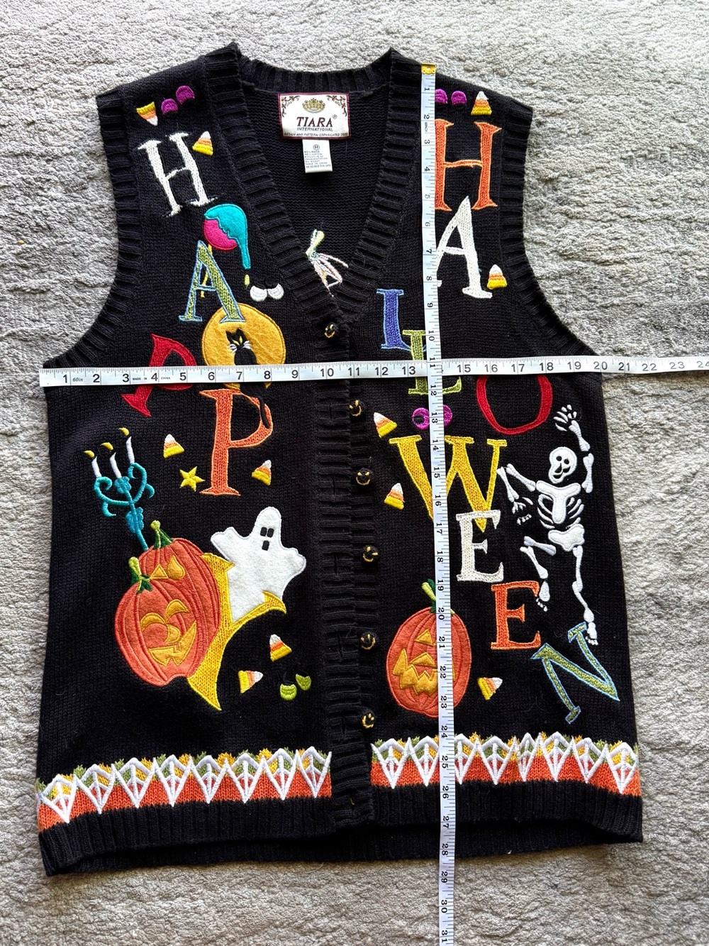 Tiara International Vintage 90s Halloween Sweater Vest | M-L - Picture 4 of 4